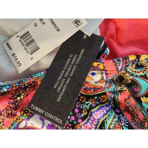 NWT Kenneth Cole Paisley Tummy Control Swim Shorts 1X - Picture 6 of 12